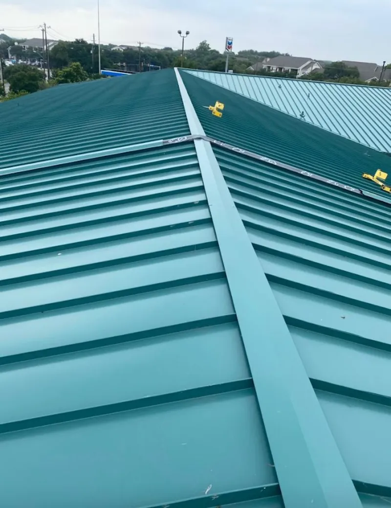 Green commercial metal roof ridge and valley for Metal Roof Repair in Yulee